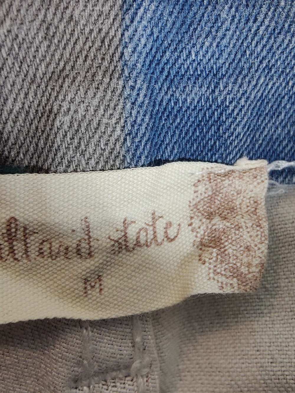 Altar'd State Blue, Cream & Gray Striped Flare Jeans - Picture 3 of 12